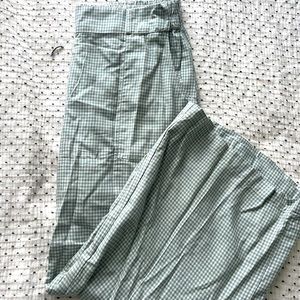Gingham wide length trousers